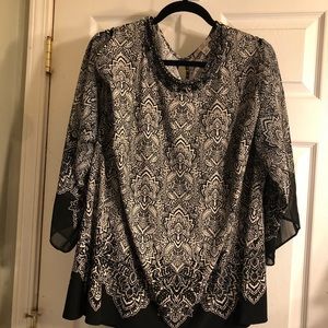 Plus size Cold shoulder with black beaded neckline